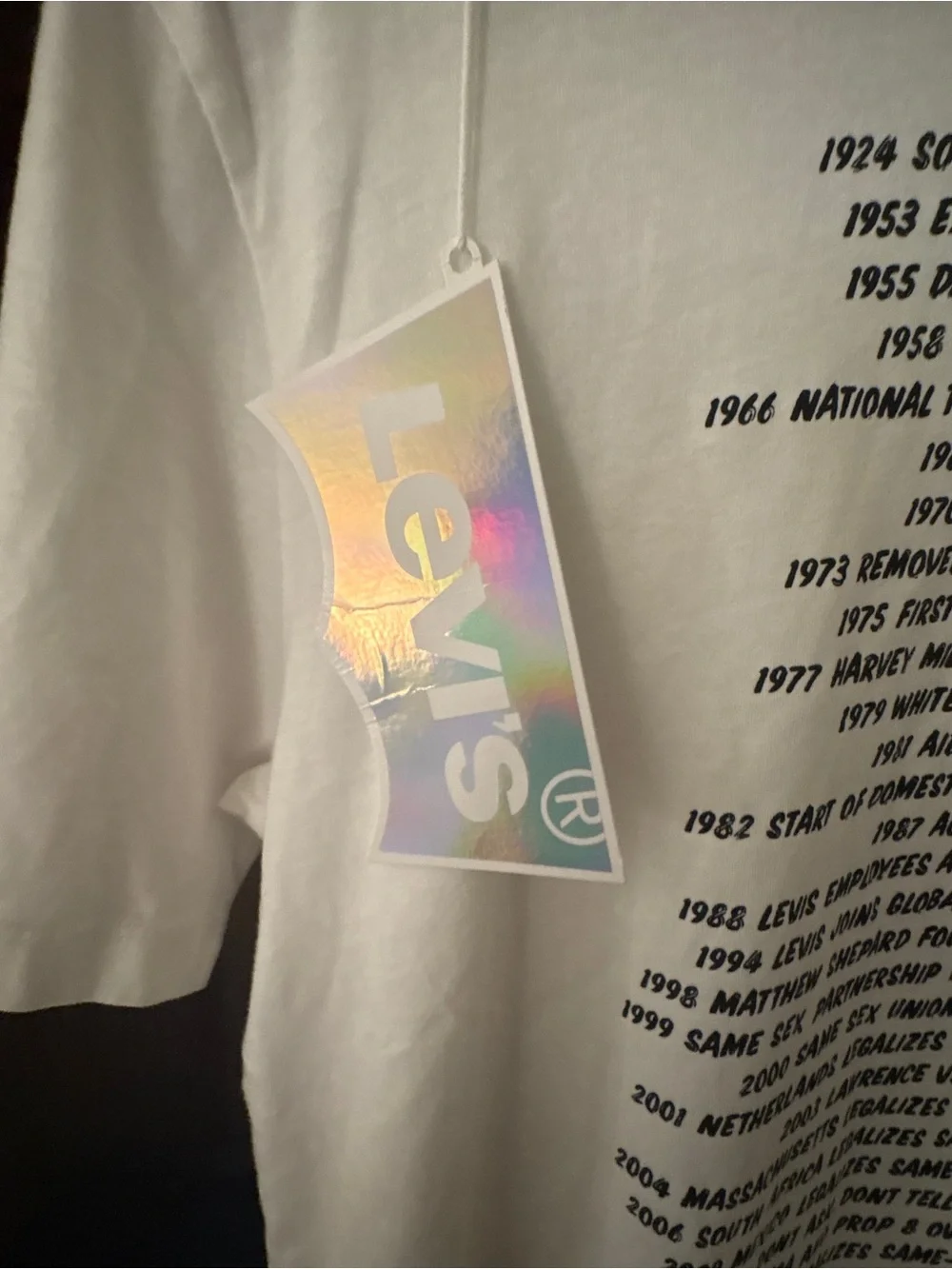 NWT Levi's Pride Community Graphic T-Shirt Tee in White LGBTQ+ great List/ Back